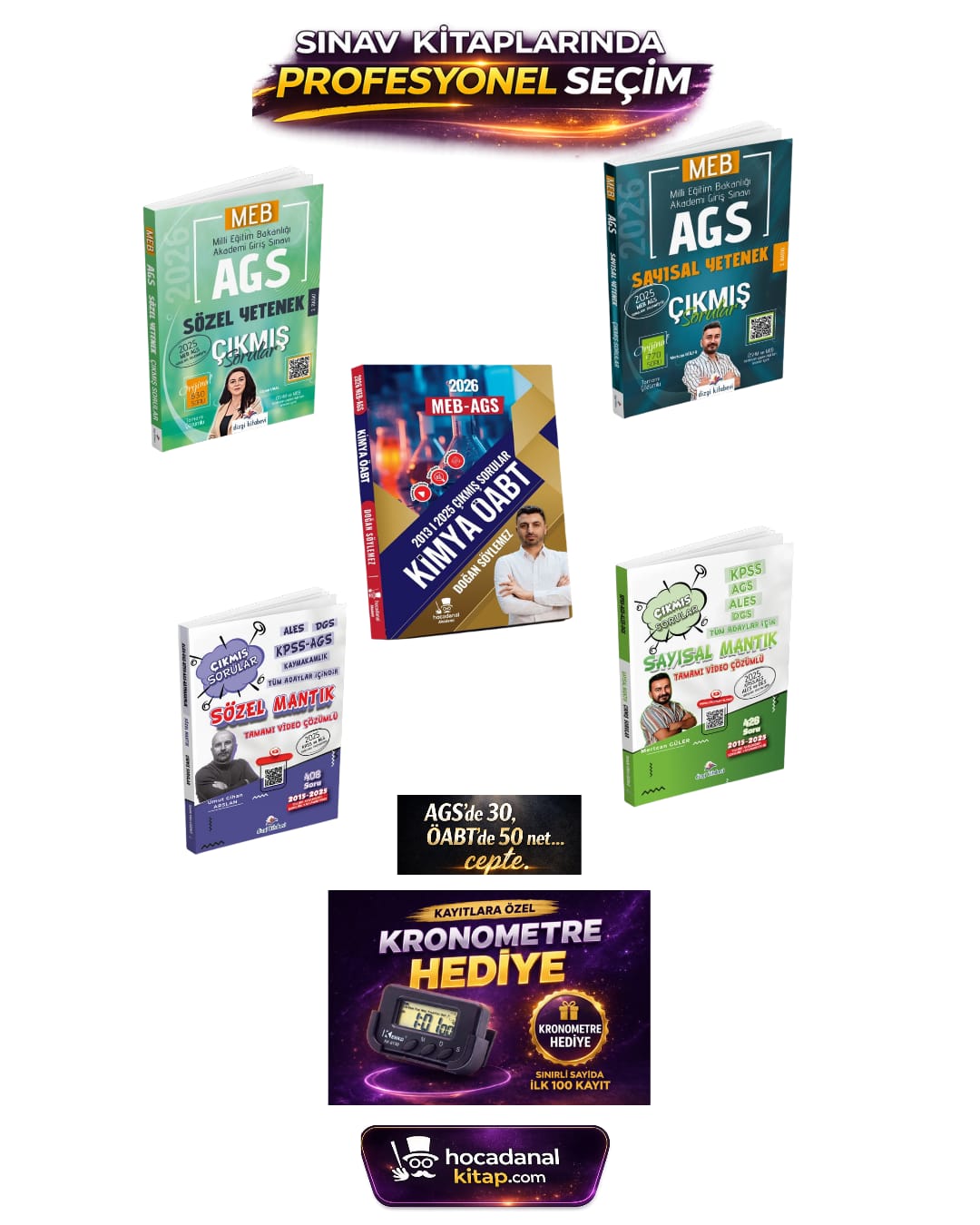 2026 Kimya ÖABT(Hocadanal) - Sözel - Sayısal Yetenek - Sözel - Sayısal Mantık çıkmış Sorular (Dizgi yayınları)