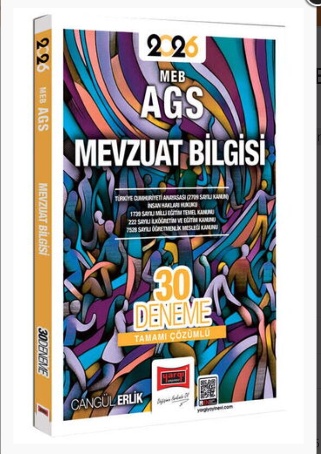 Yargı Yayınları 2026 MEB-AGS Mevzuat Bilgisi Tamamı Çözümlü 30 Deneme