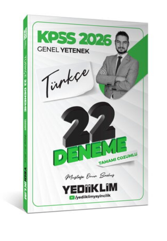 Yediiklim Yayınları 2026 KPSS Genel Yetenek Türkçe Tamamı Çözümlü 22 Deneme Sınavı